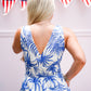 Tropical Print Royal Blue Jumpsuit