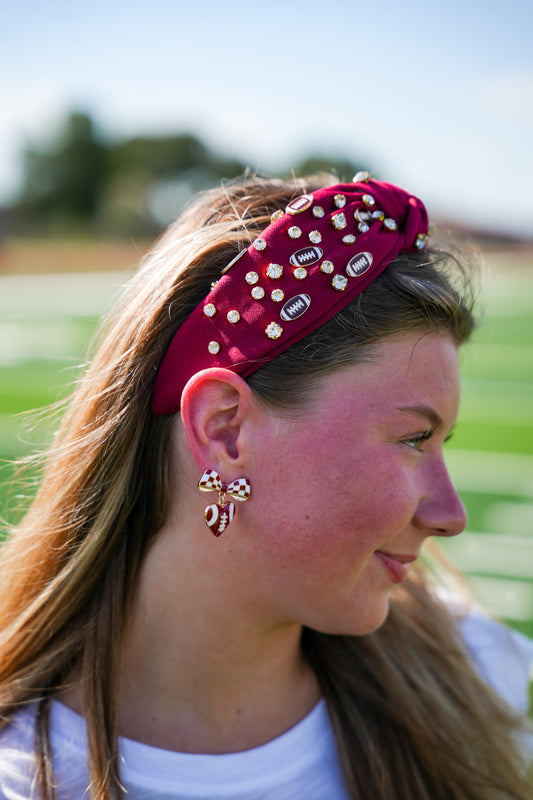 Game Day Charms Knotted Headband - Maroon