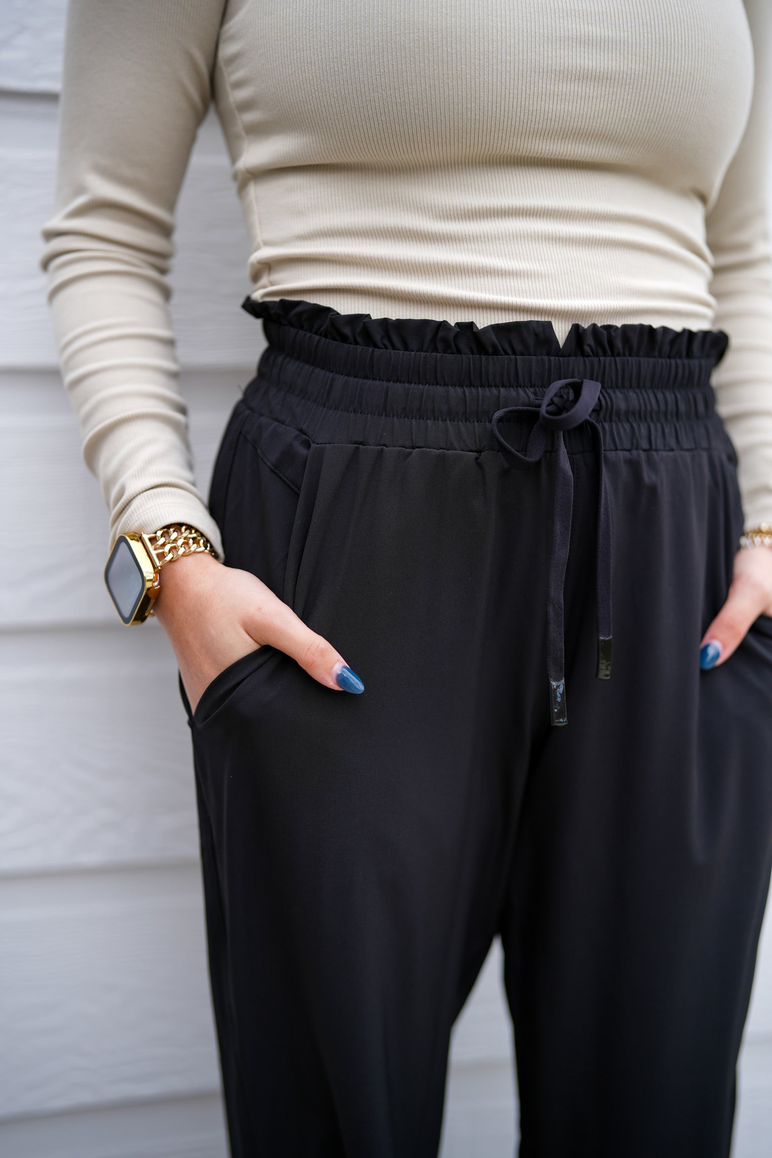 Cuffed Essential Highwaist Joggers - Black - Southern Belle Boutique