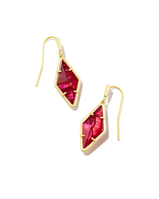 Kinsley Drop Earrings Gold Raspberry Illusion - Southern Belle Boutique