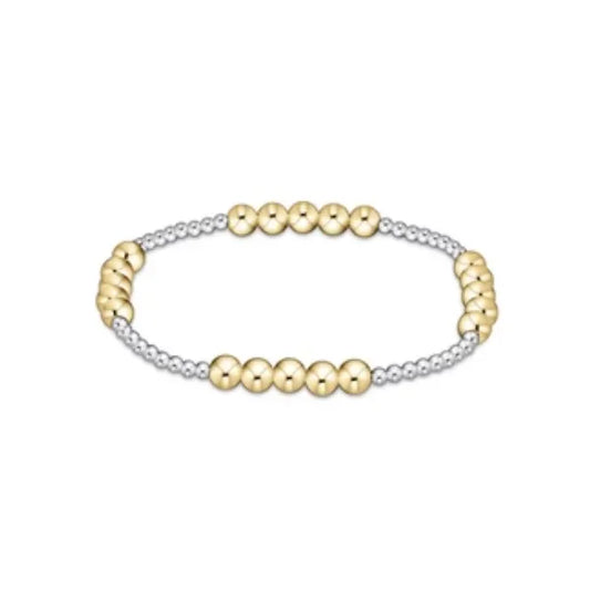 Classic Blissful Pattern 3mm Bead Bracelet - 6mm Mixed Metal