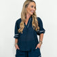 Navy Linen Short Set