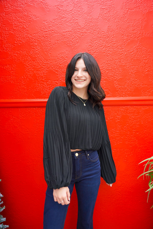 Black Pleated Blouse