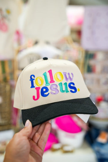 Follow Jesus Colorful Trucker Hat - Southern Belle Boutique