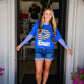 Striped Mesh Top - Royal - Southern Belle Boutique