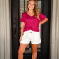 Marsala VNeck Terry Top - Southern Belle Boutique