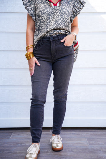 Donna High Rise Ankle Skinny - Complextion Black