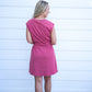 Striped Crew Neck Mini Dress - Crimson Red