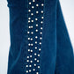 Mid Rise Flare Jean w/Split Cuff - Pearl Embellishment (Dark)