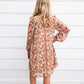 Taupe Floral Ruffle Dress