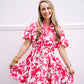 Pink Floral Button Down Mini Dress