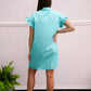 Turquoise Gathered Shirt Dress