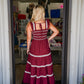 Burgundy Smocked Ruffle Cap Sleeve Dress - Southern Belle Boutique