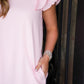 Textured Flutter Sleeve Square Neck Bow Back Mini Dress - Southern Belle Boutique