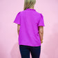 Magenta Smocked VNeck Blouse - Southern Belle Boutique