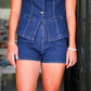 Dark Wash Stretchy Denim Shorts - Southern Belle Boutique