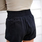 Highwaist Athleisure Split Shorts - Black