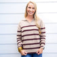 Brown Striped VNeck Sweater