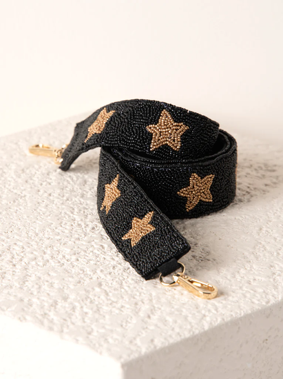Star Pattern Beaded Bag Strap - Black - Southern Belle Boutique