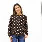 Brown Cardigan w/Pink Polka Dots - Southern Belle Boutique