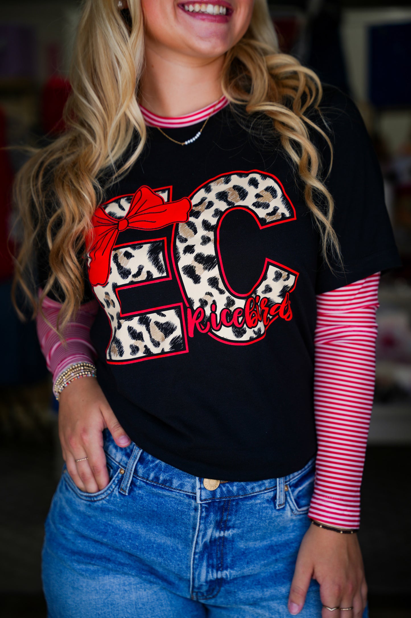 Striped Mesh Top - Red - Southern Belle Boutique
