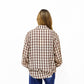 Brown Gingham Plaid Ruffle Cuff Shirt