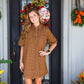 Polka Dot Denim Dress - Brown