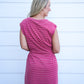 Striped Crew Neck Mini Dress - Crimson Red