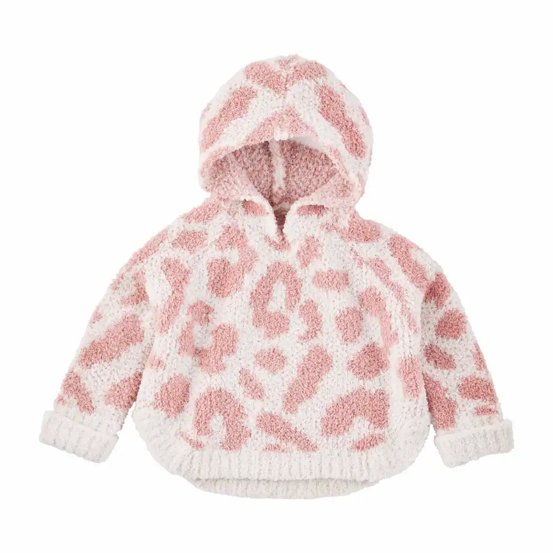 Pink Chenille Leopard Toddler Poncho - Southern Belle Boutique