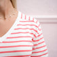 Ivory Coral Striped VNeck Sweater - Southern Belle Boutique