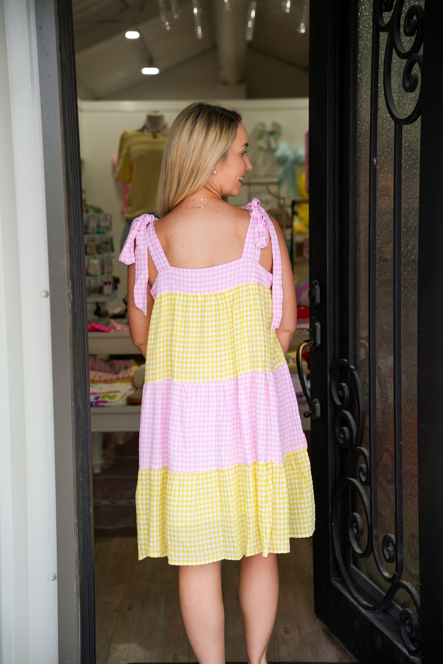 Yellow Pink Striped Bella Dress - Southern Belle Boutique