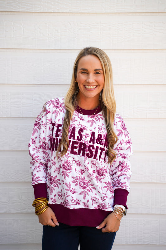 Texas A&M Floral Toile Sweatshirt