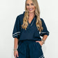 Navy Linen Short Set