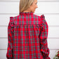 Red Christmas Plaid Smocked Blouse