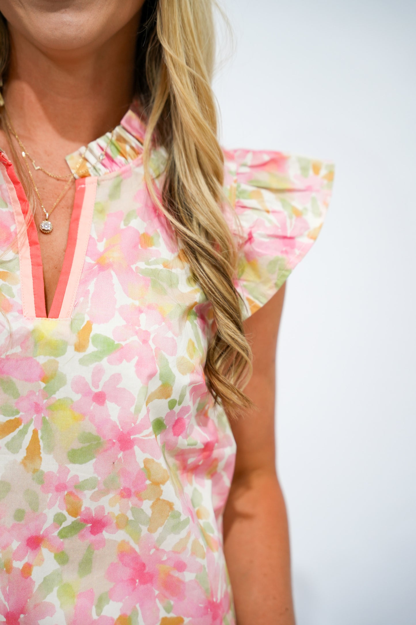Coral Peach Floral Top - Southern Belle Boutique
