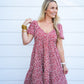 Rust Floral Printed Mini Dress