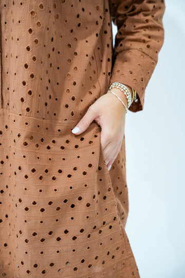 Beth Eyelet Dress - Brown - Southern Belle Boutique