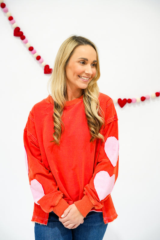 Candy Heart Patch Sweatshirt