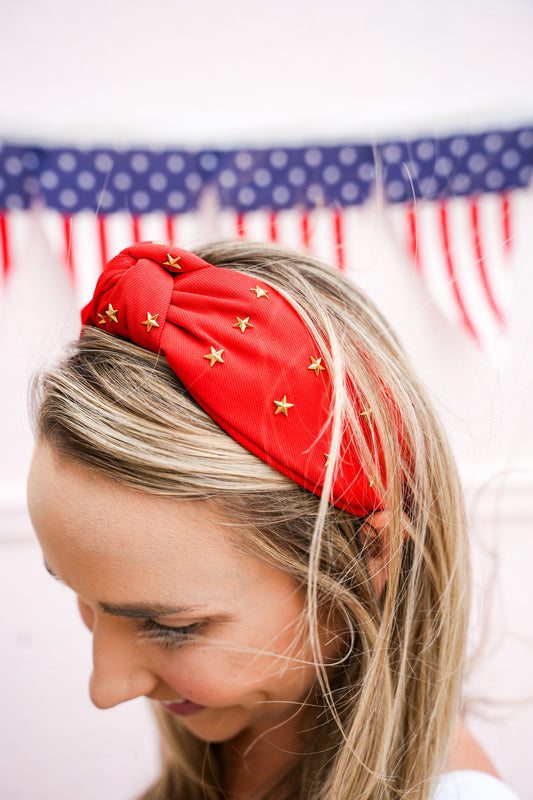 Stars Knotted Headband, Red