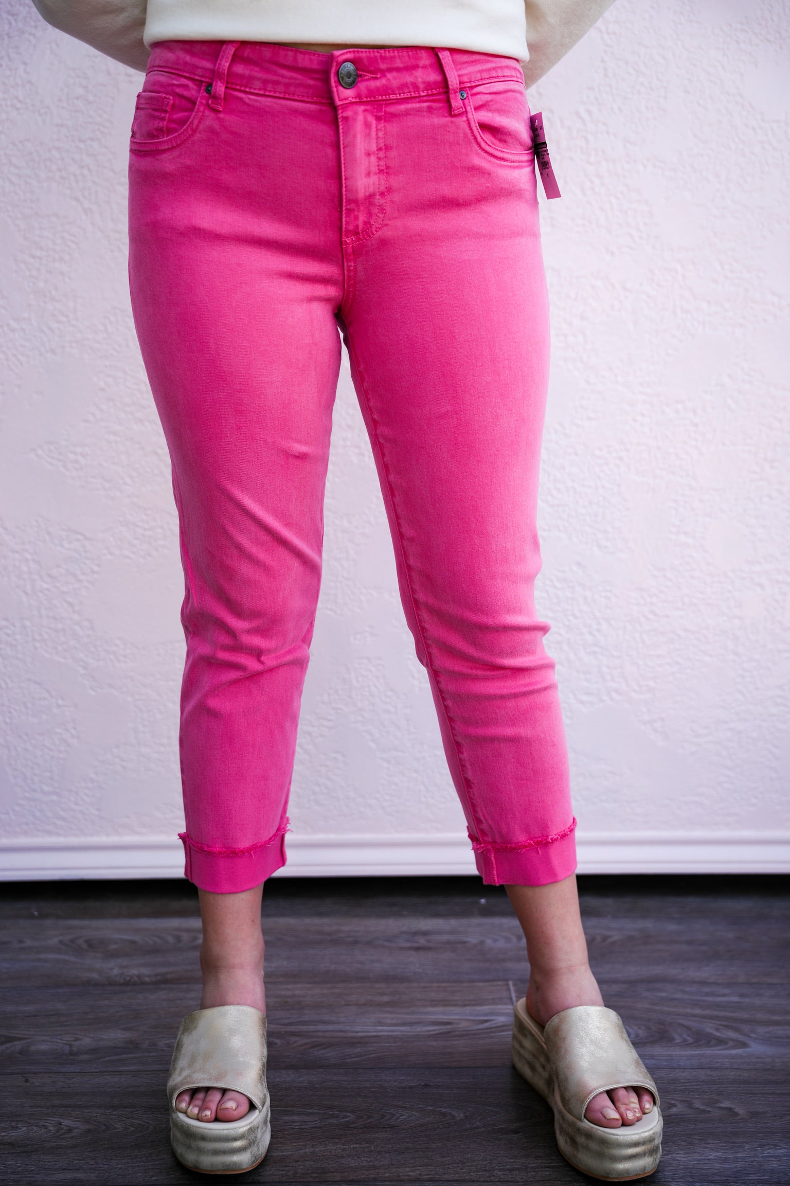 Amy Crop Straight Leg Roll up Frey - - Southern Belle Boutique