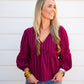 Burgundy Lace VNeck Blouse