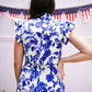 Blue Floral Printed Tiered Maxi Dress