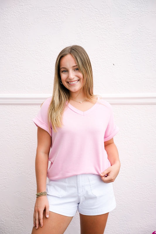French Terry Top - Lt Pink