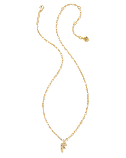 Crystal Letter F Short Pendant Necklace Gold White - Southern Belle Boutique