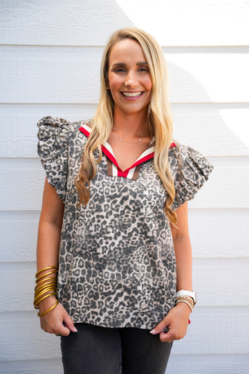 Animal Red Stripe Blouse