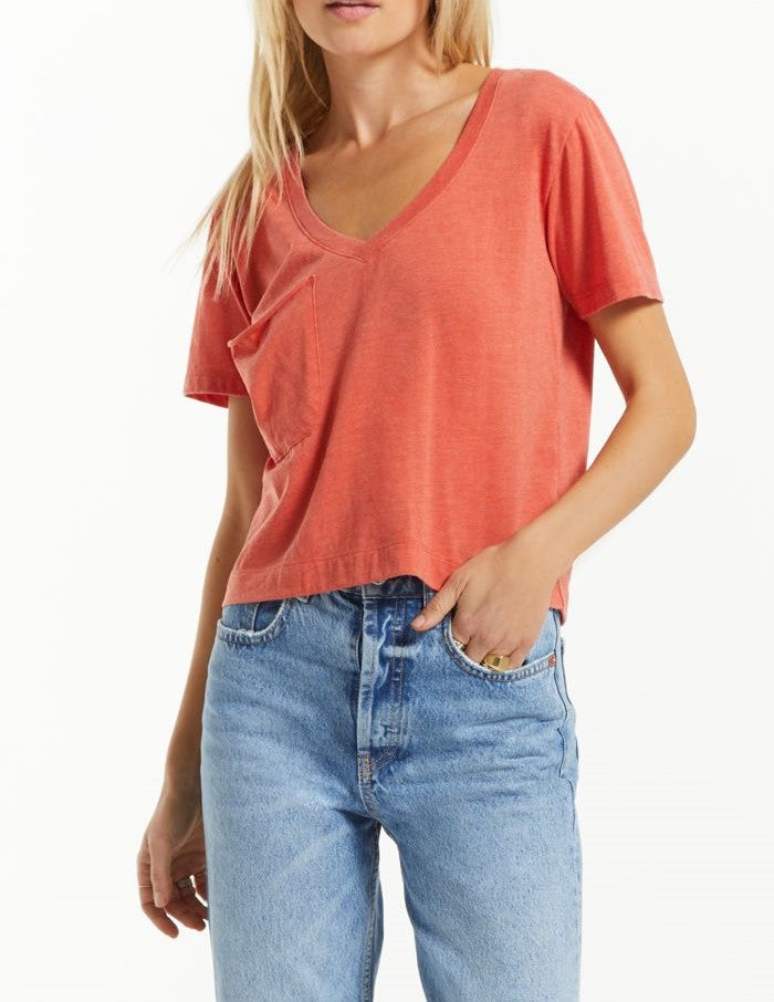 Classic Skimmer Cropped Tee - Chili - Southern Belle Boutique