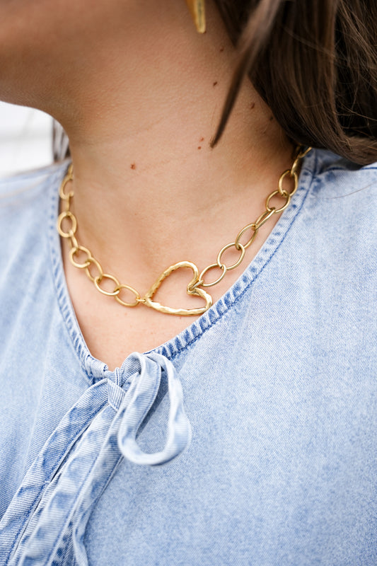 Gold Heart Choker - Southern Belle Boutique