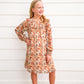Taupe Floral Ruffle Dress