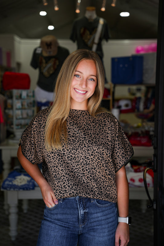Jacquard Knit Top - Mocha - Southern Belle Boutique