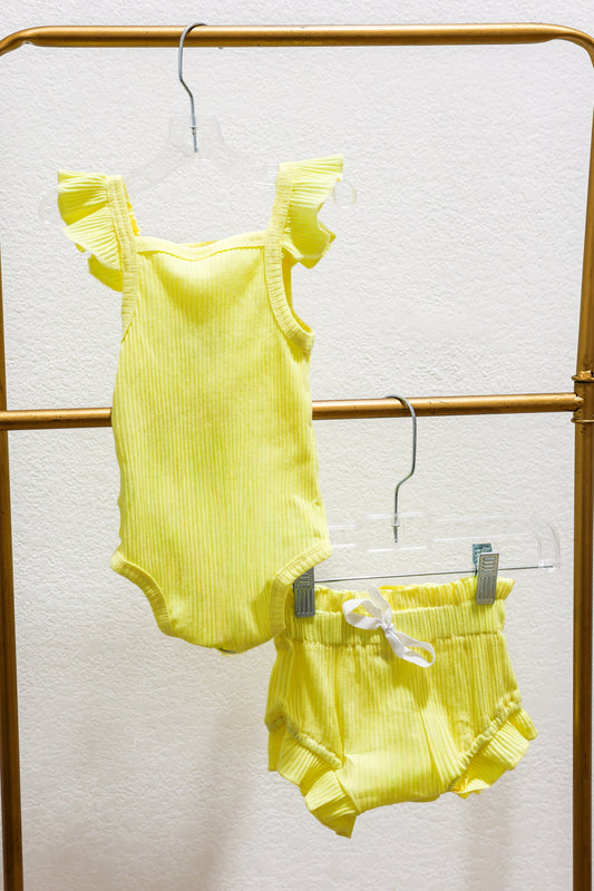 Butter Yellow Ribbed Set - Southern Belle Boutique